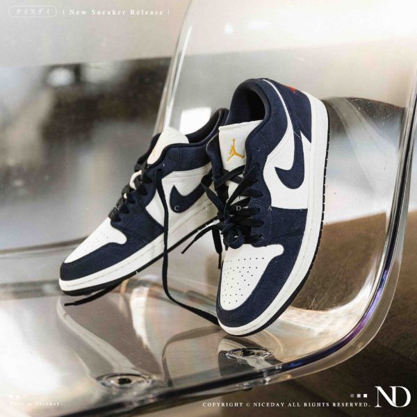 NICEDAY 現貨 Air Jordan 1 Low 海軍藍 黑曜石 深藍 麂皮 IO7448-400