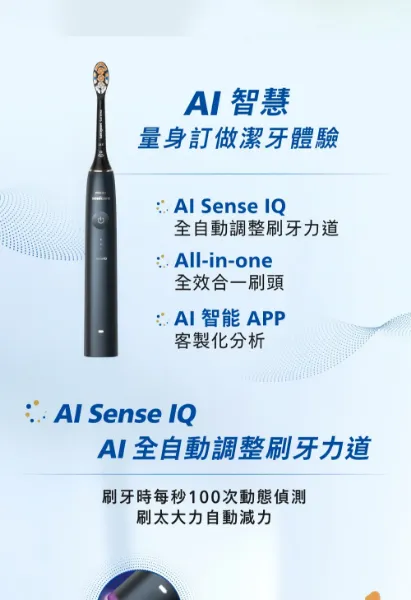圖片 PHILIPS 飛利浦Sonicare頂級尊榮AI智能音波震動牙刷 HX9996/12 (靜夜藍)(電動牙刷)