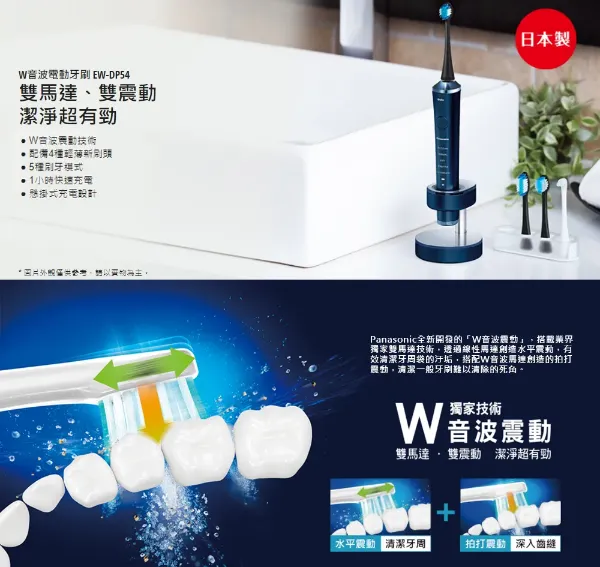圖片 Panasonic 國際牌日本製W音波電動牙刷(EW-DP54-S)