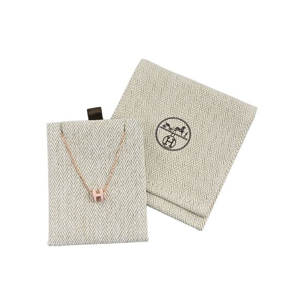 圖片 HERMES 愛馬仕 經典Mini Pop H pendant 立體橢圓簍空項鍊(Rose Dragee/玫瑰金)