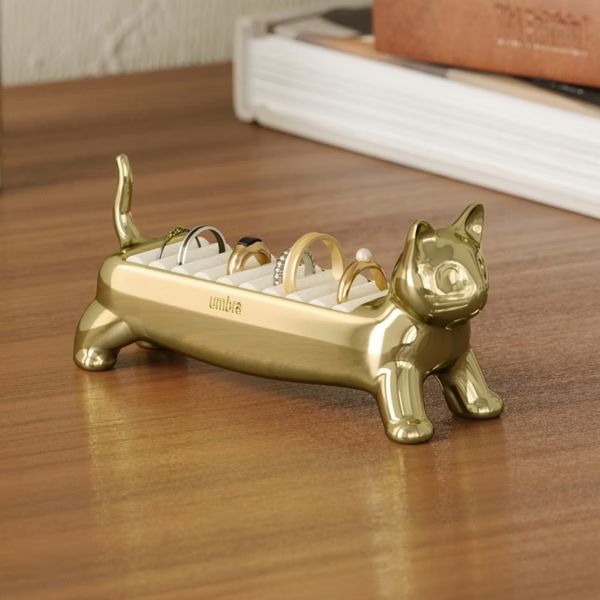 圖片 umbra｜短腿貓金屬戒指收納座(曜金)
