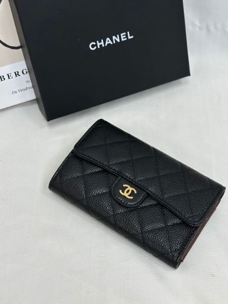 圖片 【現貨】CHANEL 經典 牛皮 魚子醬 黑金配色 中夾