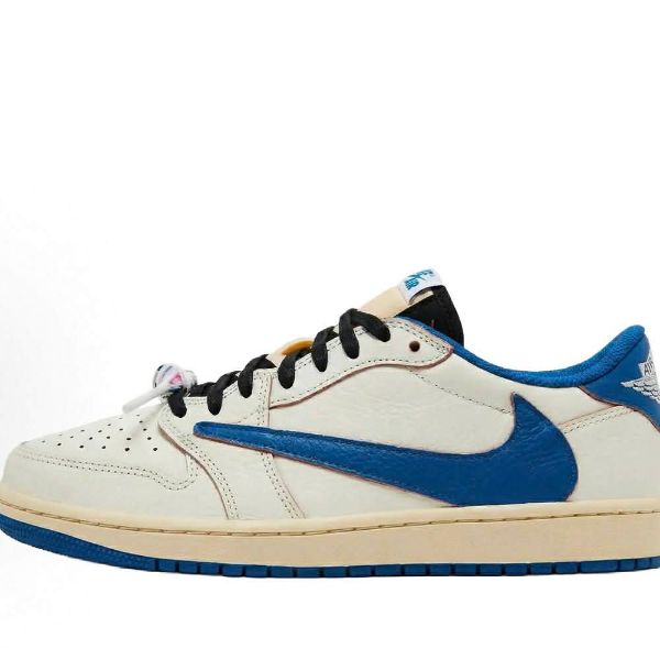 圖片 Fragment x Travis Scott x Air Jordan 1 Low "Sail Military Blue" 倒勾 藤原浩 閃電 三方聯名 DM7866-104