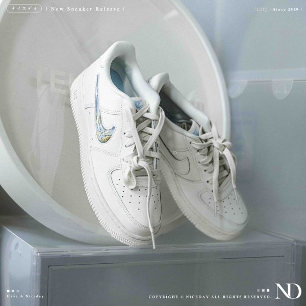 NICEDAY 代購 Nike Air Force 1 LV8 白流沙 藍黃 勾勾 透明 果凍 IM6697-141