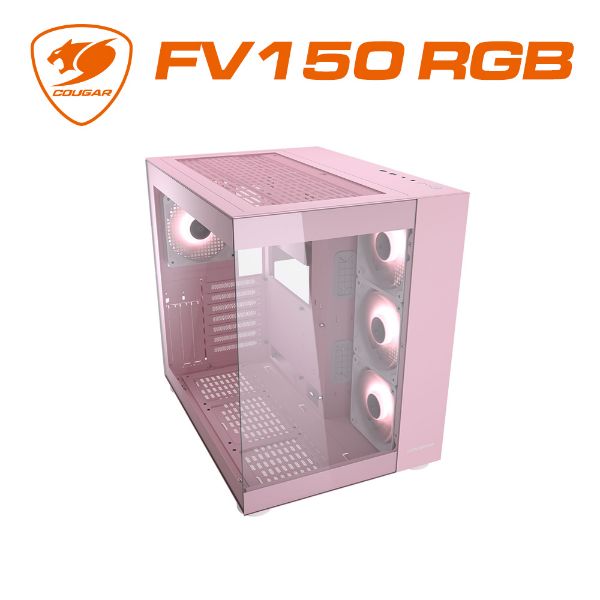 圖片 COUGAR 美洲獅 FV150 RGB 粉色 雙艙電競機箱 海景機殼 