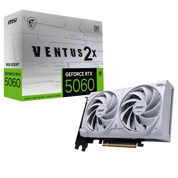 圖片 【MSI 微星】GeForce RTX™ 5060 8G VENTUS 2X OC WHITE 顯示卡 ─ 純白極簡，打造夢幻主機的效能首選