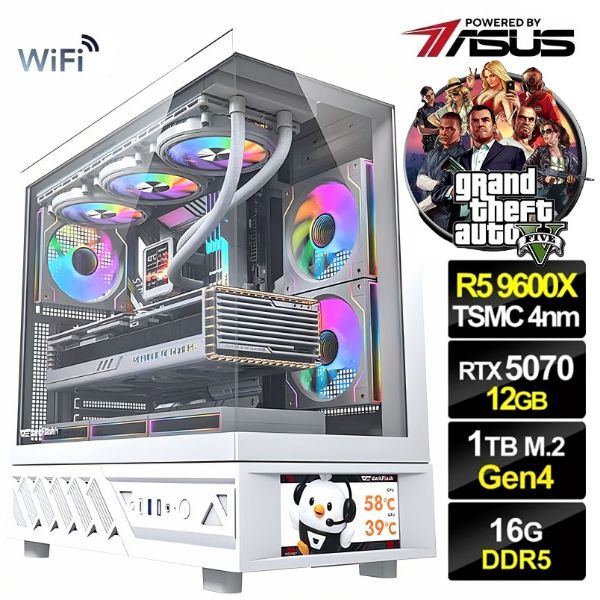 圖片 俠盜獵車手】全新R5 華碩 STRIX 超頻3扇 RTX5070 飇16G 電競 1T 金牌 電腦 主機