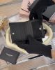 圖片 【YSL】牛皮一字拉鍊對開短夾 黑銀