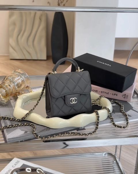 圖片 【CHANEL】手柄小廢包 灰色
