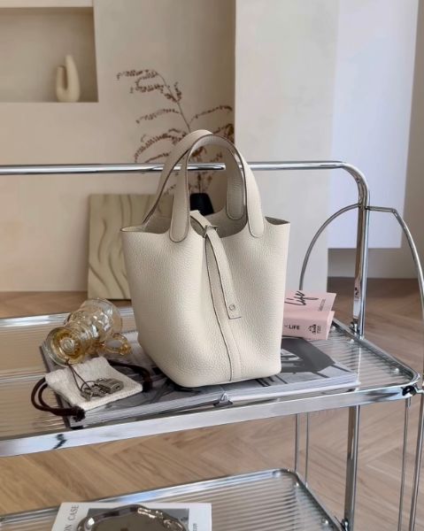 圖片 【HERMES】P18 菜籃子 奶昔白銀