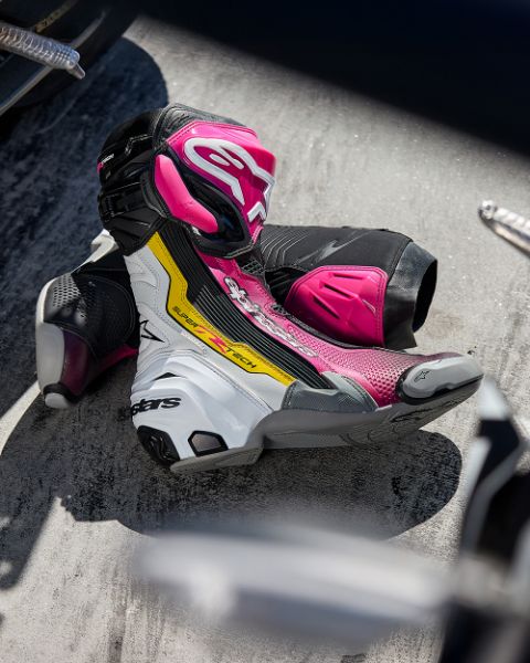 圖片 ALPINESTARS A星 Supertech R 黑粉紅白 高筒 防摔 頂級 車靴 新款