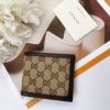 圖片 【全新品】GUCCI 雙G緹花布牛皮飾邊6卡短夾