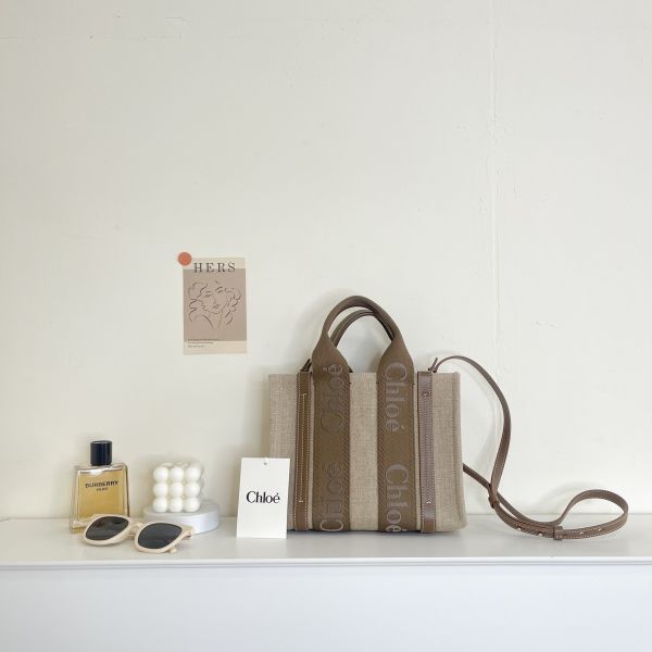 圖片 【全新品】Chloé SMALL WOODY TOTE 提把編織款 深堅果