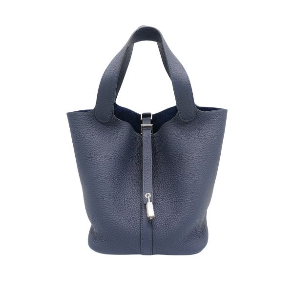 圖片 Hermes Picotin 22 TC牛皮銀釦水桶包(2Z夜藍色)