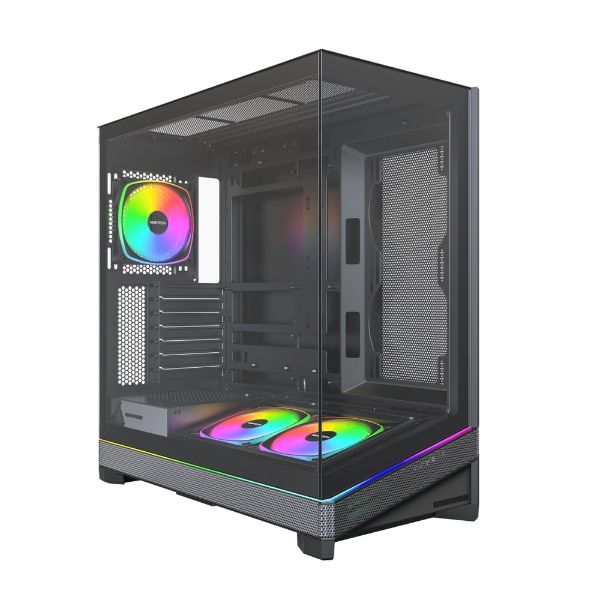 圖片 MONTECH 君主 SKY 3 黑色款 全景玻璃透側ATX 機殼 (Type-C/內建風扇 底2後1)