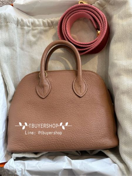 圖片 Mini bolide 雀木色 金扣 編織肩帶 U