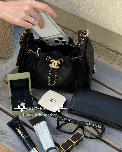 圖片 Chanel 26S 25bag mini 黑金 荔枝皮 全套新年包裝 台灣購證正本