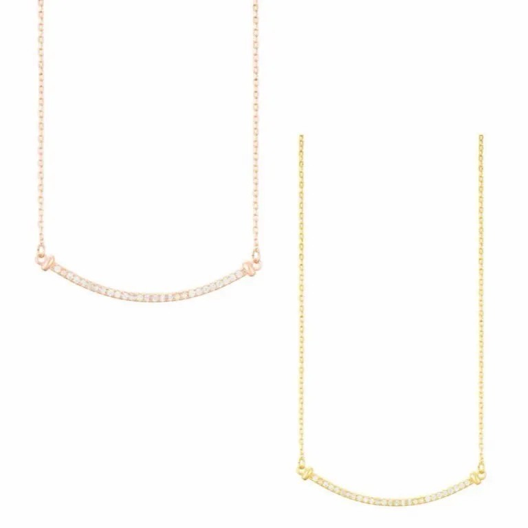 Adornia水晶微笑項鍊（金+玫瑰金）