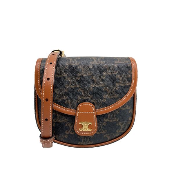 圖片 Celine 展示品 Besace Triomphe帆布迷你斜背包(黃褐色)