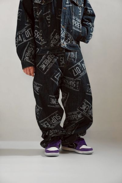 Supreme SS26 Week1 Jacquard Denim Baggy Jeans License Plate