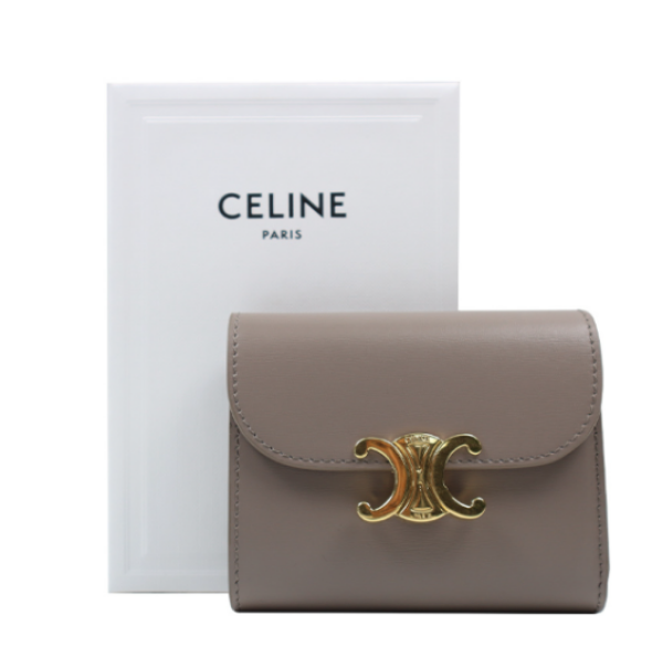 圖片 《我最便宜!全新正品》CELINE TRIOMPHE凱旋門 翻蓋短夾 鵝卵石灰色
