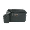 圖片 Prada Saffiano 再生尼龍銀三角logo二合一拉鍊斜背包(1BC167-黑)