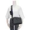 圖片 Prada Saffiano 再生尼龍銀三角logo二合一拉鍊斜背包(1BC167-黑)