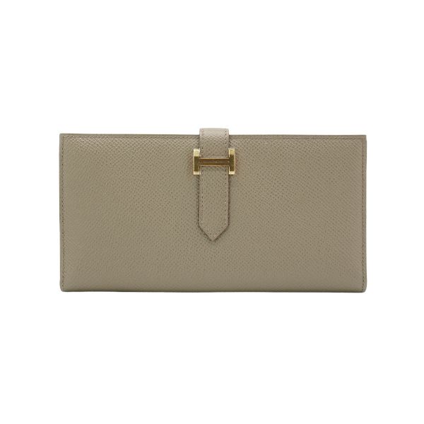 圖片 Hermes Bearn Epsom 牛皮玫瑰金釦穿式長夾(8F錫器灰)