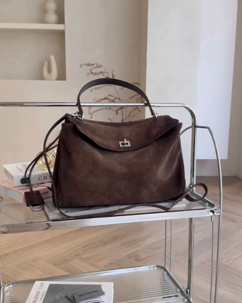 圖片 【BALENCIAGA】RODEO 中號手提包 麂皮棕色