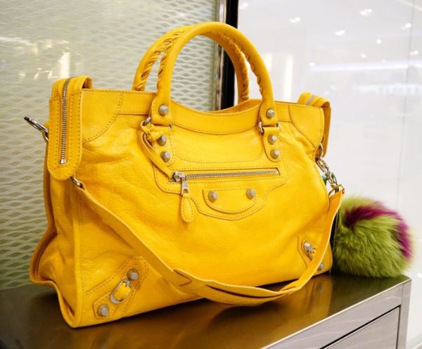 圖片 巴黎世家 Balenciaga 281770 Giant City 中型銀釦機車包 7060 Mango 芒果黃