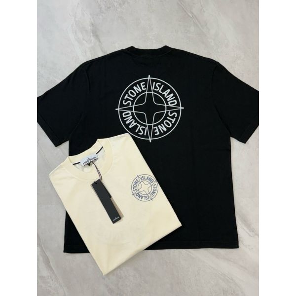 圖片 Stone island 石頭島 經典 前後 圓圈羅盤設計 黑、白色 短袖