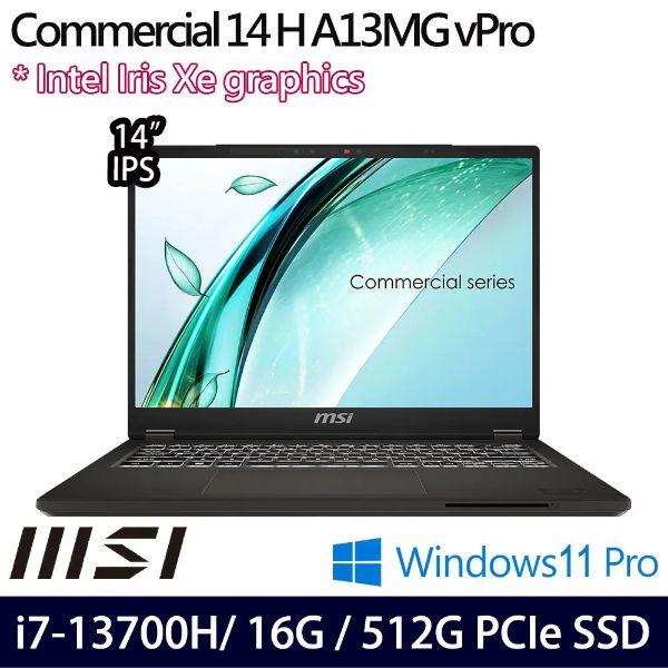 圖片 微星 Commercial i7-13700H/16G/512G/14吋 灰 14 H A13MG vPro-419TW