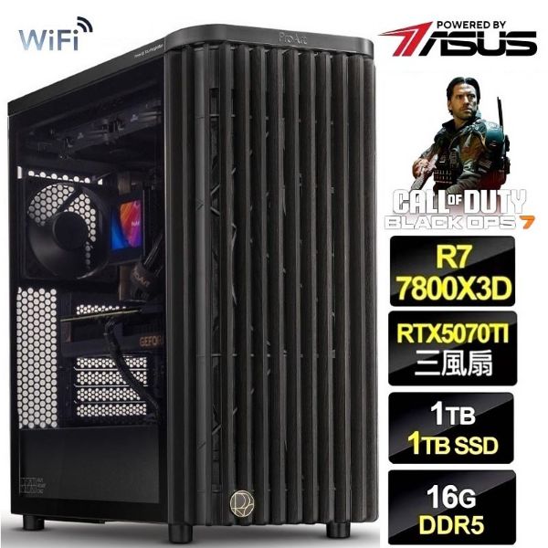 圖片 決勝時刻】全新 R7 7800X3D 水冷 華碩 WIFI 電競3扇 RTX5070TI 飆 16G 金牌 電腦 主機