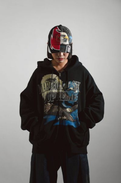  Supreme SS26 Week4 x MM6 Maison Margiela Eagle Zip Up Hooded Sweatshirt 