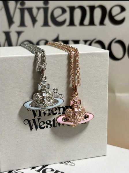 圖片 Vivienne Westwood 愛心土星琺瑯項鍊 (藍色)