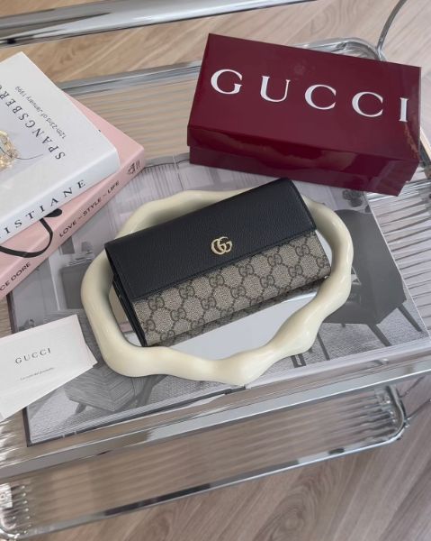 圖片 【GUCCI】GG掀蓋信封長夾 黑老花
