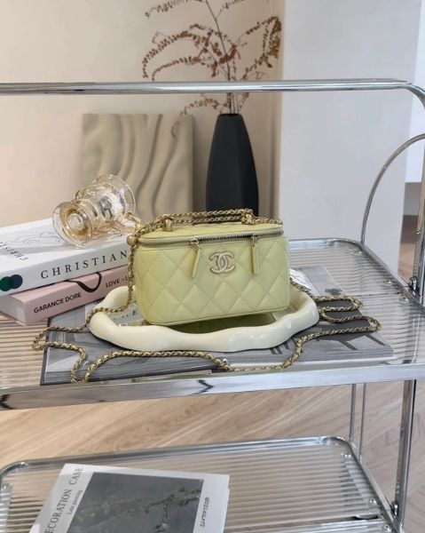 圖片 【CHANEL】雙金珠長盒子 小雞黃