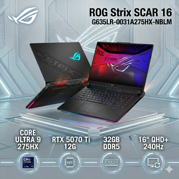圖片 ⭐️ASUS ROG 華碩Strix SCAR 16 16吋電競筆電黑色(Ultra 9 275HX/32G/1TB/RTX 5070 Ti-12G/W11/G635LR-0031A275HX-NBLM)⭐️