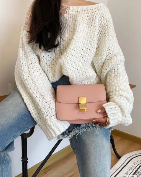圖片 「M.Y精品」 Celine box 中號 豆腐包 classic 古典玫瑰粉