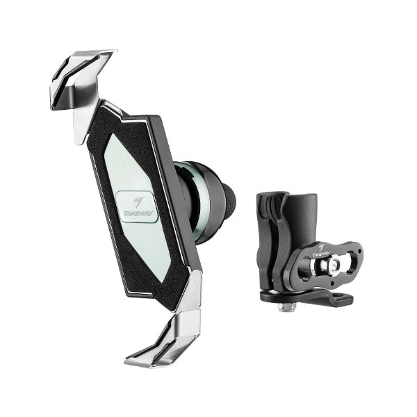 圖片 【台中硬了安全帽】TAKEWAY 黑隼1代 手機架 短鏡座 雙磁浮 後照鏡版 新品 含稅 保固 公司貨