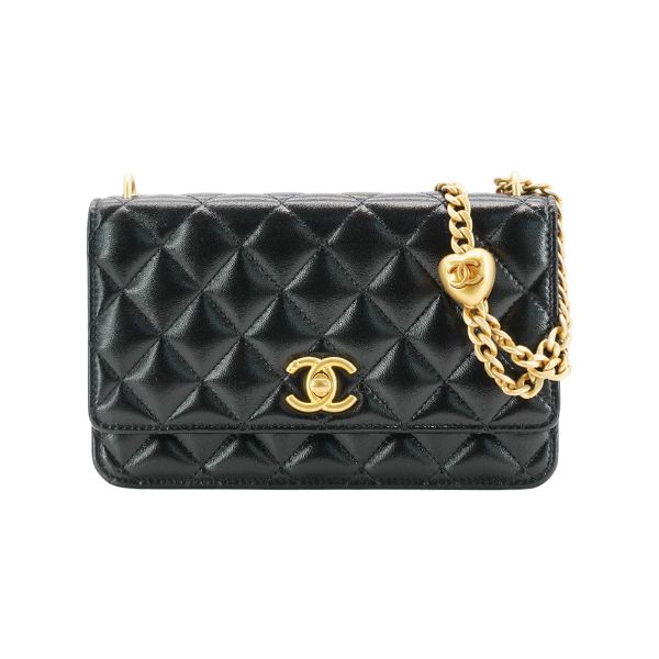 圖片 Chanel 菱格羊皮愛心調節金釦斜背包WOC(AP3201-黑)