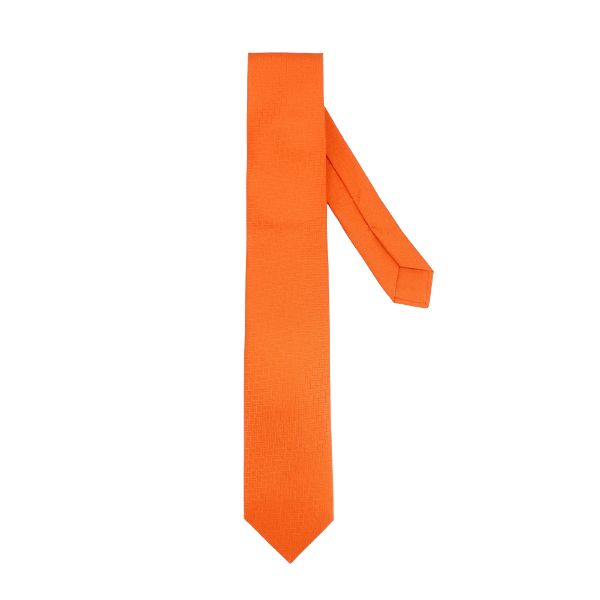圖片 Hermes Faconnee H 斜紋真絲領帶(橘)