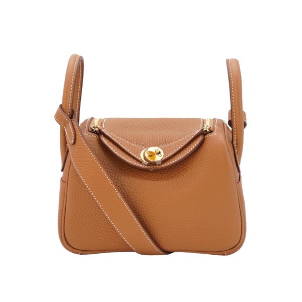 圖片 Hermes Mini Lindy 牛皮銀釦兩用包-19cm(37金棕)