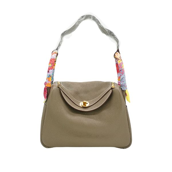 圖片 Hermes 展示品 Lindy 30 牛皮銀釦手提兩用包(Etoupe大象灰)