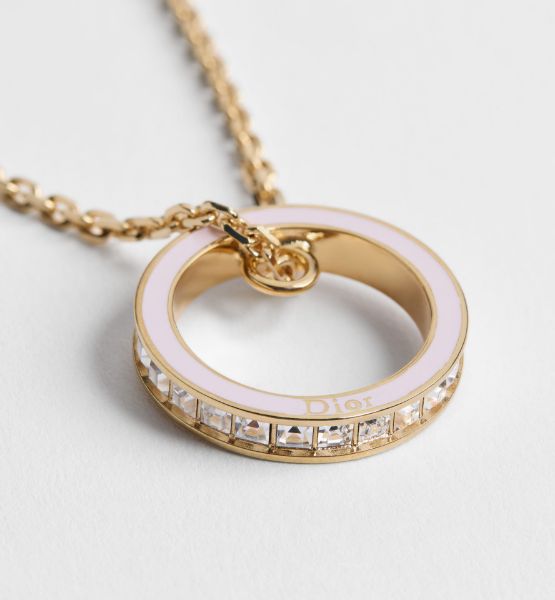 圖片 《在台現貨最低特價  最新》Dior Night Code 項鍊 金色飾面金屬、水晶和夢幻粉色漆面