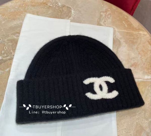 圖片 Chanel 26S 黑白針織logo cc冷帽 毛帽 針織帽(附防塵袋）