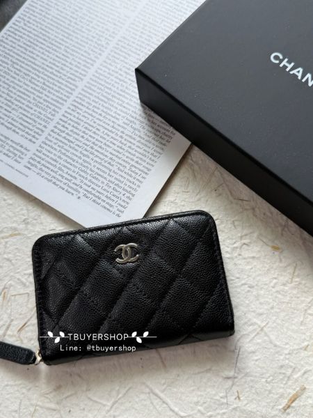 圖片 Chanel 經典Cf 黑金 荔枝皮 加大版拉鍊錢包/卡包