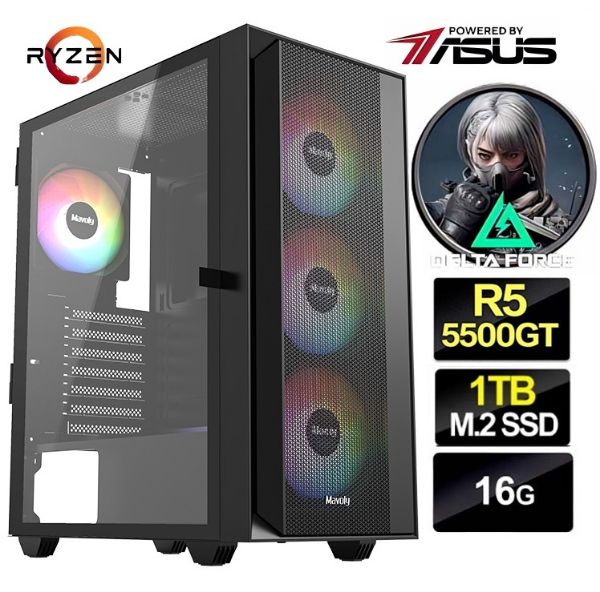 圖片 三角洲行動】全新 六核 R5 5500GT 華碩 平台 1TB SSD 飇 16G 銅550W 電腦 主機【高效文書 多開