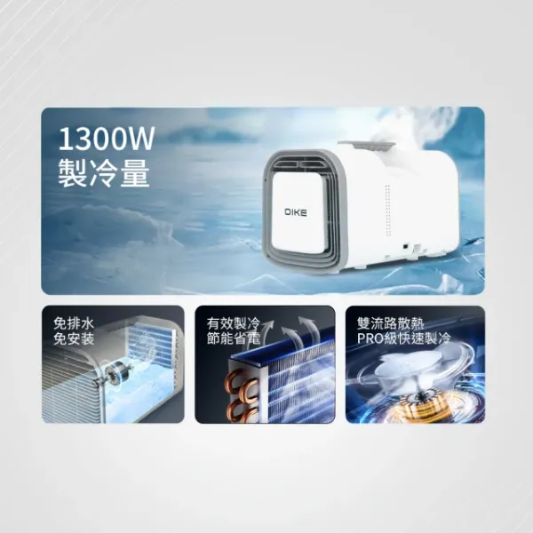 圖片 DIKE  冰炫方 手提式3合一 瞬涼移動式空調 露營冷氣+自動快速製冰機(HLE701+HKE540)
