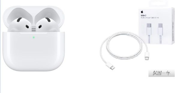 圖片 AirPods 4 主動式降噪款台灣原廠公司貨保固1年+60w原廠 傳輸線